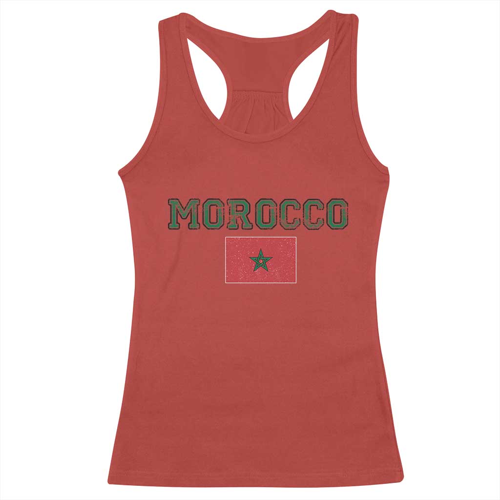 Vintage Morocco Flag Racerback Tank Top Distressed Graphic Heritage Pride Gift for Moroccan