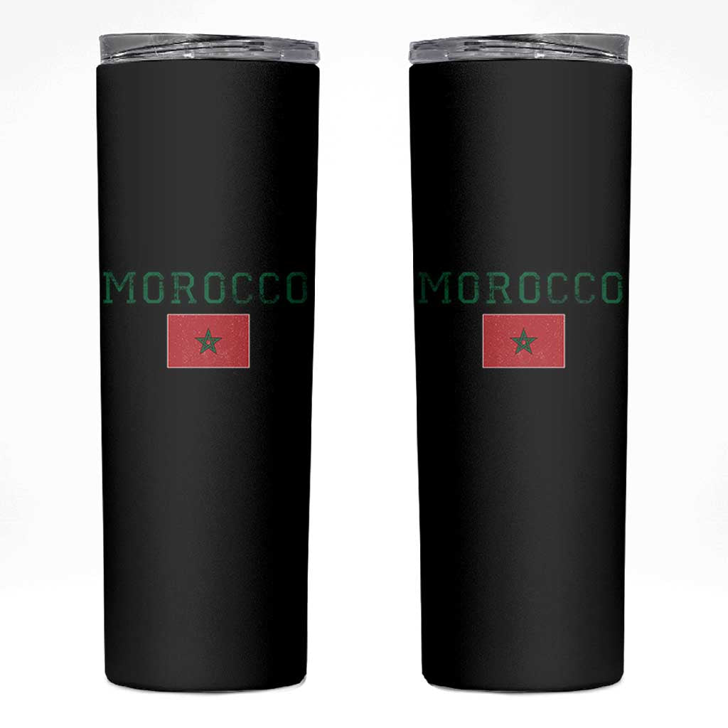 Vintage Morocco Flag Skinny Tumbler Distressed Graphic Heritage Pride Gift for Moroccan