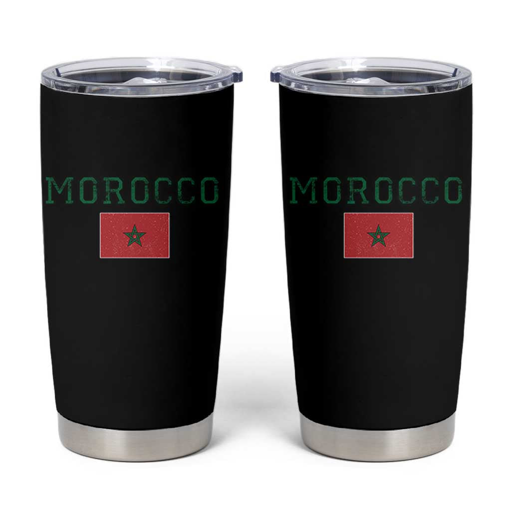 Vintage Morocco Flag Tumbler Cup Distressed Graphic Heritage Pride Gift for Moroccan
