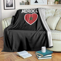 Morocco Heart Flag Throw Blanket Patriotic Love Gift for Proud Moroccan