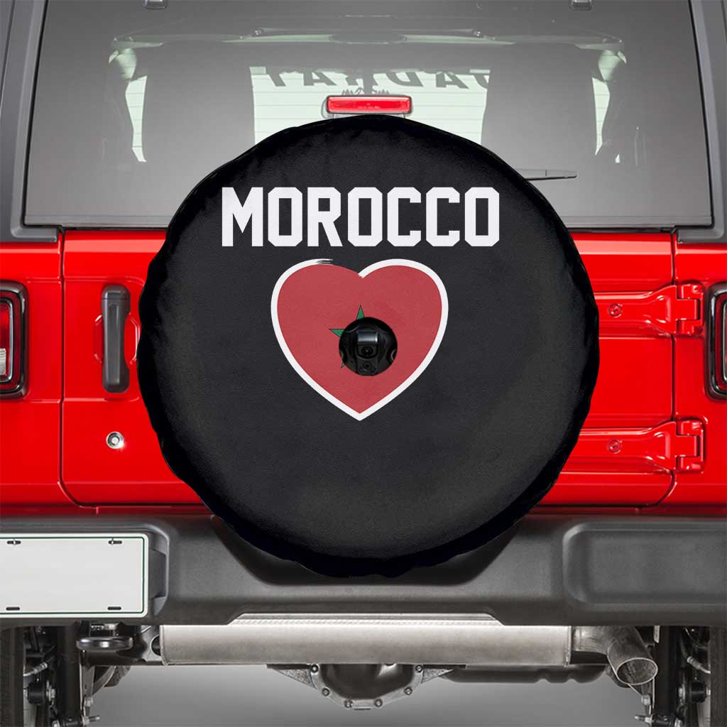 Morocco Heart Flag Spare Tire Cover Patriotic Love Gift for Proud Moroccan