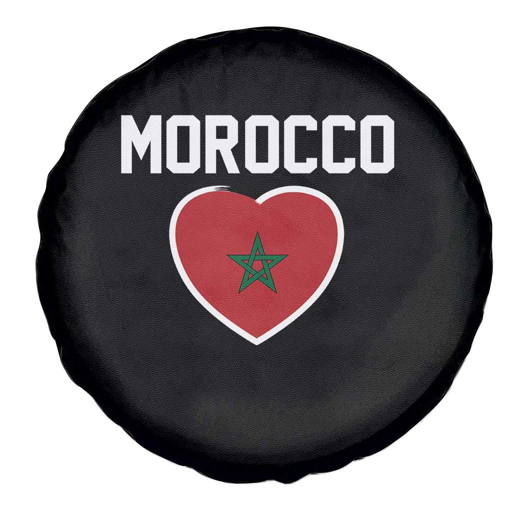 Morocco Heart Flag Spare Tire Cover Patriotic Love Gift for Proud Moroccan