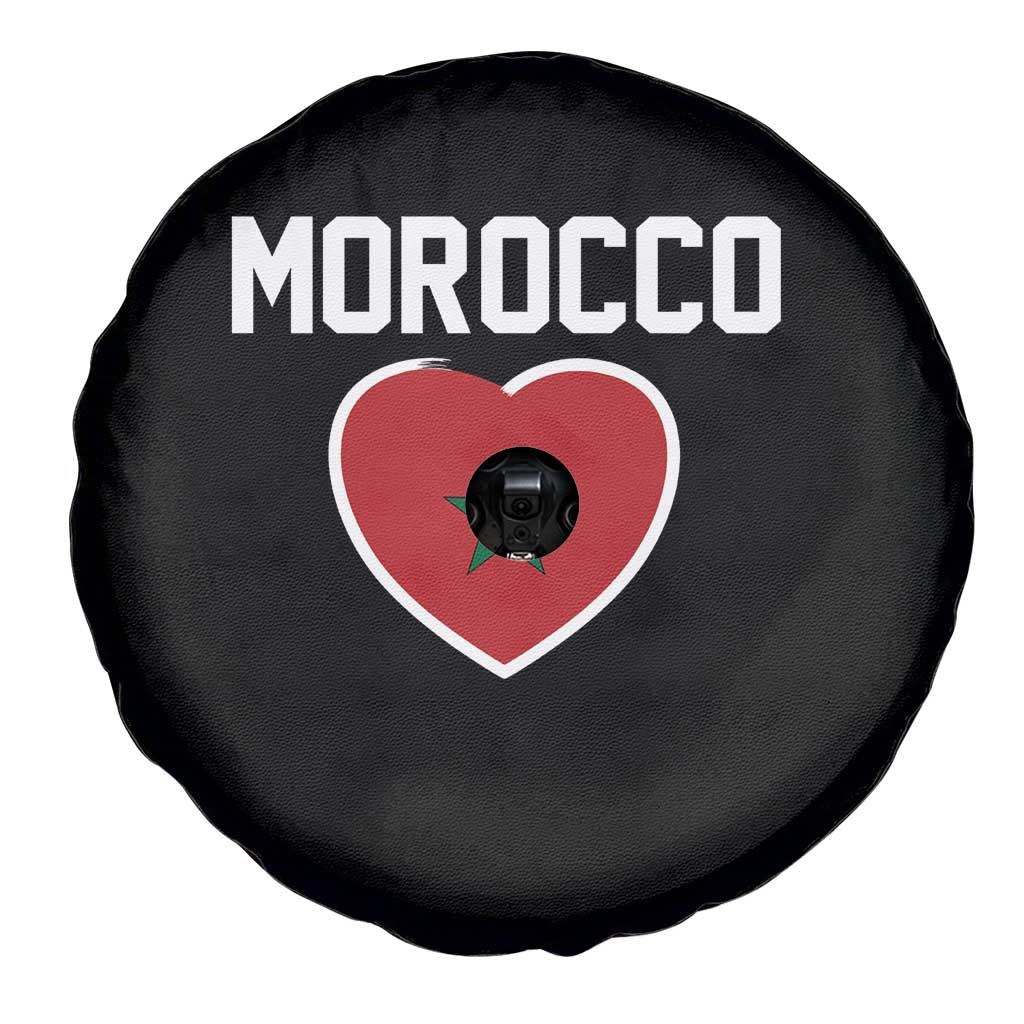 Morocco Heart Flag Spare Tire Cover Patriotic Love Gift for Proud Moroccan