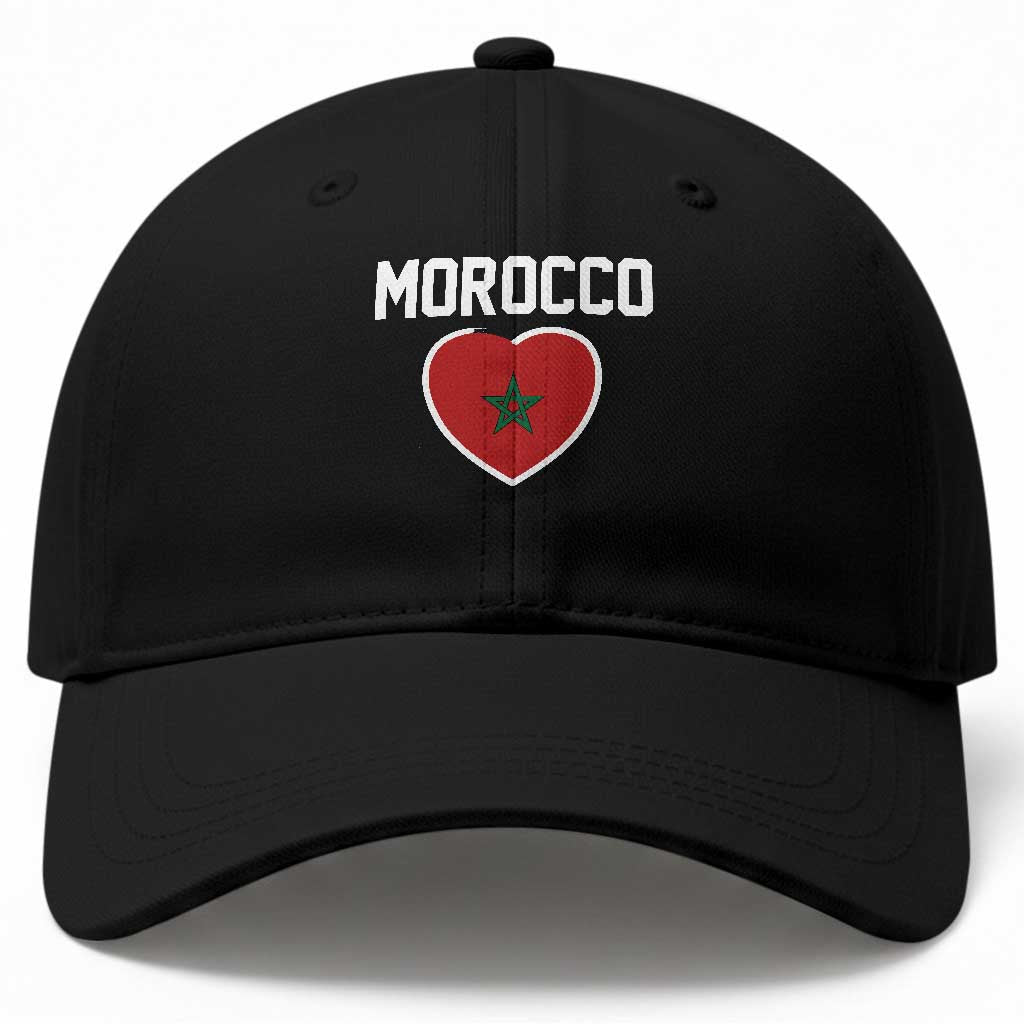 Morocco Heart Flag Baseball Cap Patriotic Love Gift for Proud Moroccan
