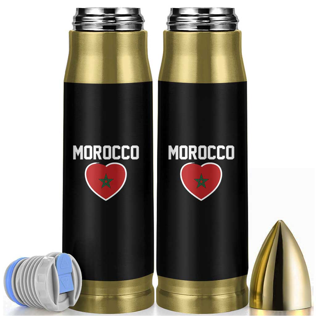 Morocco Heart Flag Bullet Tumbler Patriotic Love Gift for Proud Moroccan