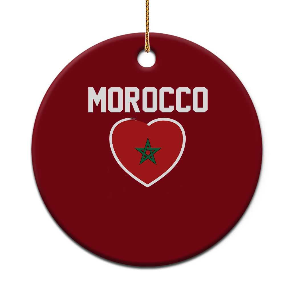 Morocco Heart Flag Ceramic Ornament Patriotic Love Gift for Proud Moroccan