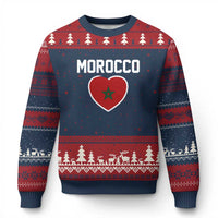 Morocco Heart Flag Ugly Christmas Sweater Patriotic Love Gift for Proud Moroccan