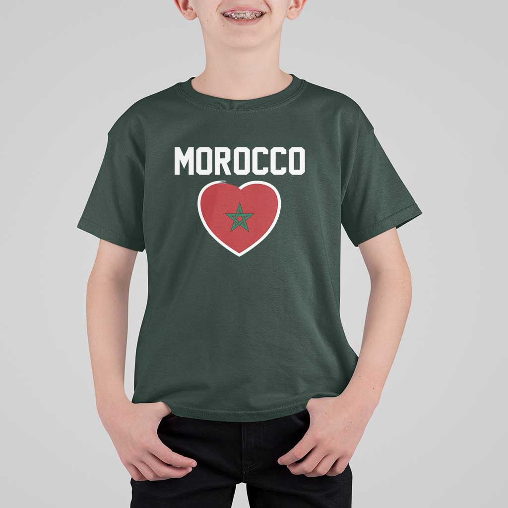 Morocco Heart Flag T Shirt For Kid Patriotic Love Gift for Proud Moroccan