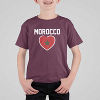 Morocco Heart Flag T Shirt For Kid Patriotic Love Gift for Proud Moroccan