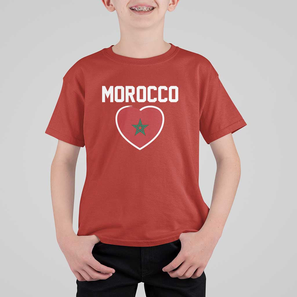 Morocco Heart Flag T Shirt For Kid Patriotic Love Gift for Proud Moroccan