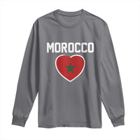 Morocco Heart Flag Long Sleeve Shirt Patriotic Love Gift for Proud Moroccan