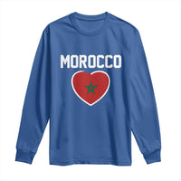 Morocco Heart Flag Long Sleeve Shirt Patriotic Love Gift for Proud Moroccan