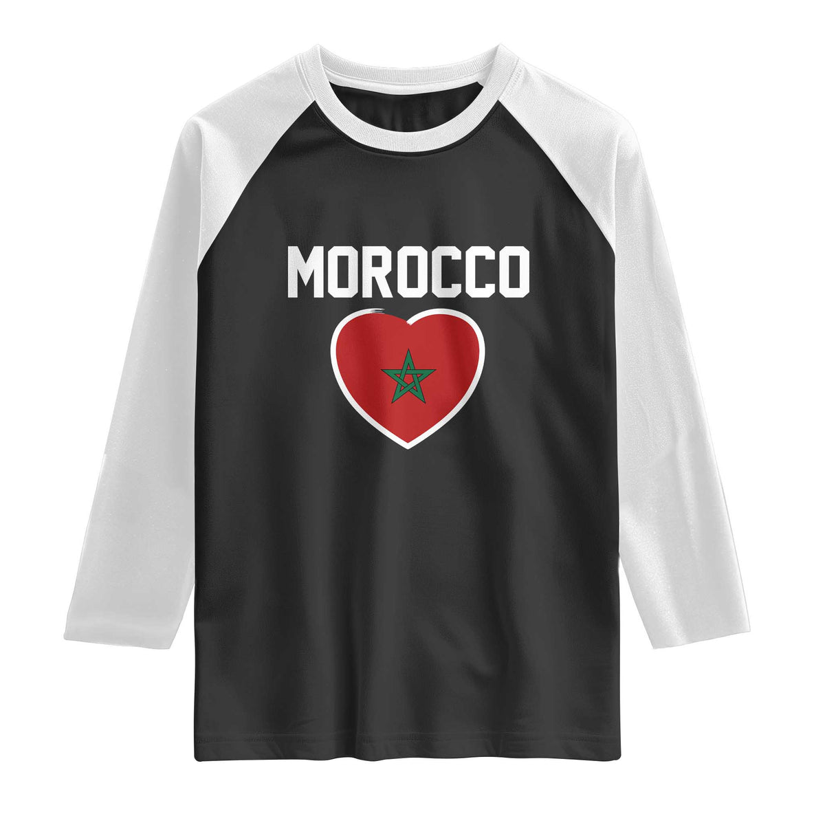 Morocco Heart Flag Raglan Shirt Patriotic Love Gift for Proud Moroccan