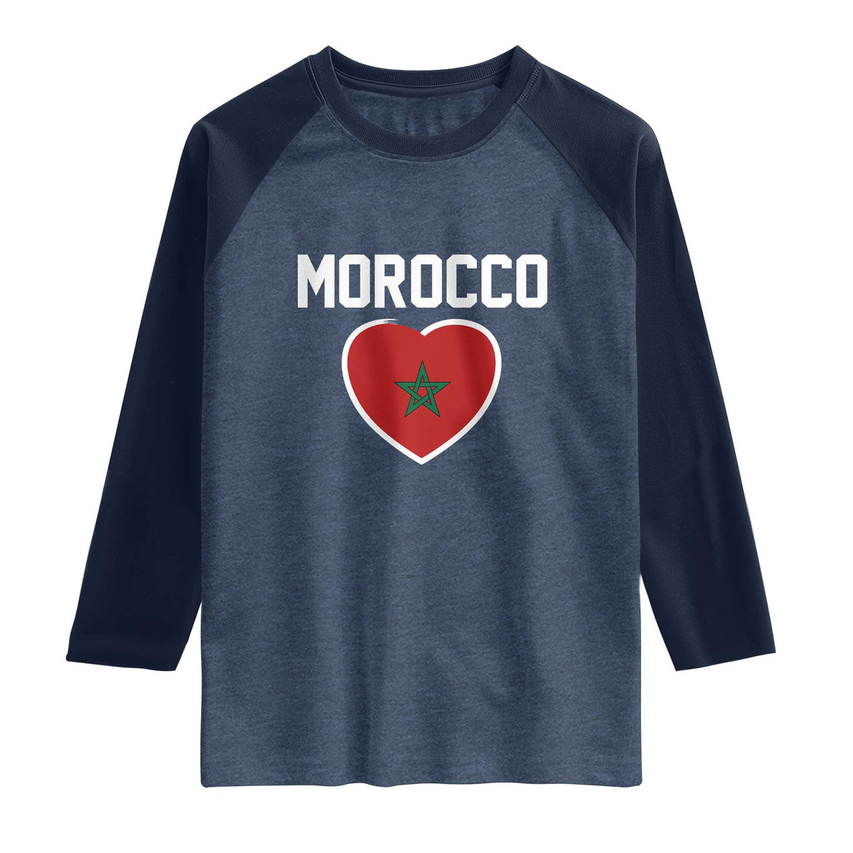 Morocco Heart Flag Raglan Shirt Patriotic Love Gift for Proud Moroccan