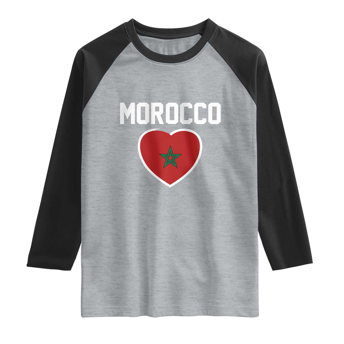 Morocco Heart Flag Raglan Shirt Patriotic Love Gift for Proud Moroccan