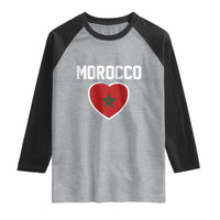 Morocco Heart Flag Raglan Shirt Patriotic Love Gift for Proud Moroccan