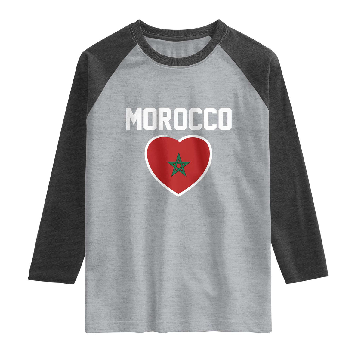 Morocco Heart Flag Raglan Shirt Patriotic Love Gift for Proud Moroccan
