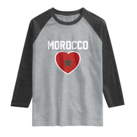 Morocco Heart Flag Raglan Shirt Patriotic Love Gift for Proud Moroccan