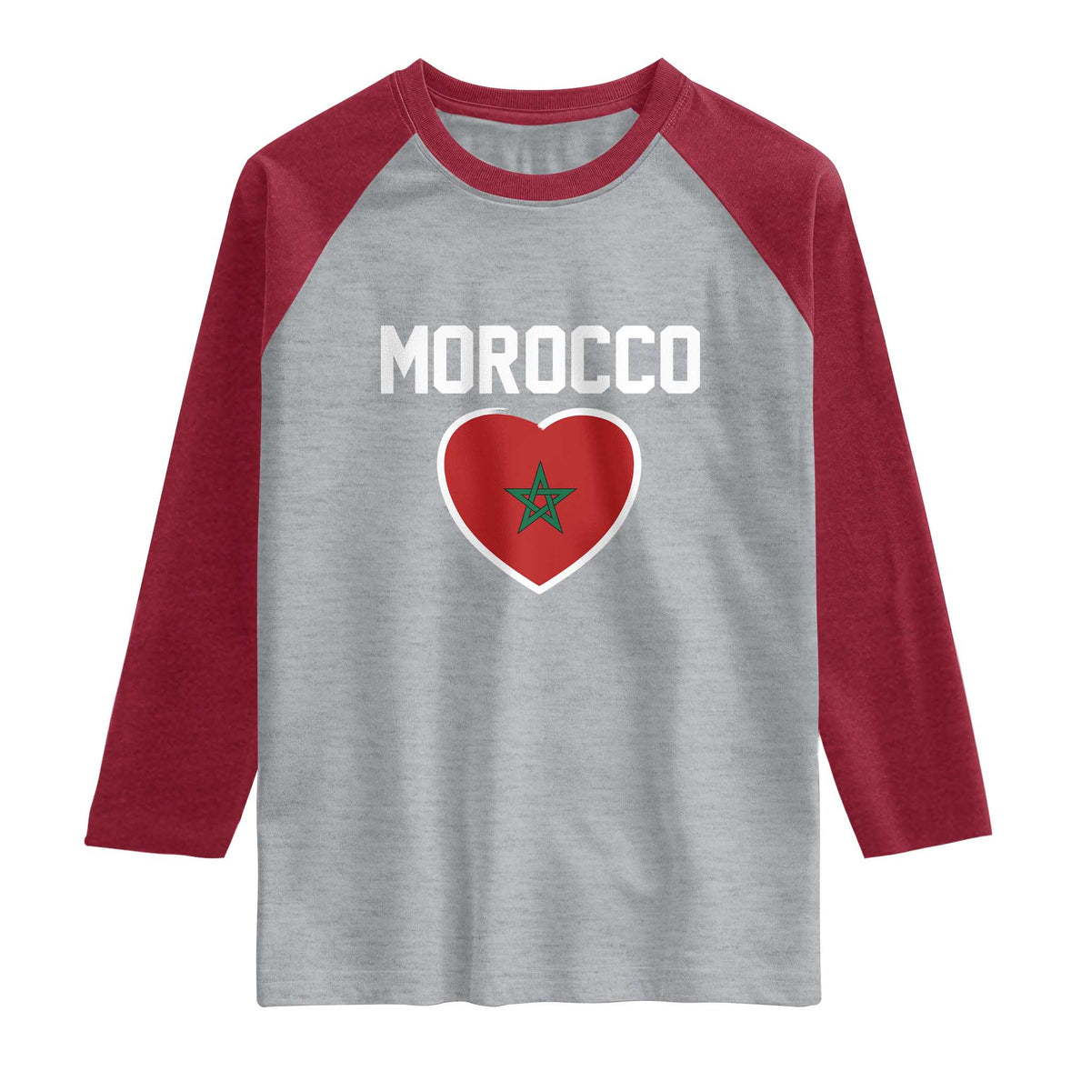 Morocco Heart Flag Raglan Shirt Patriotic Love Gift for Proud Moroccan