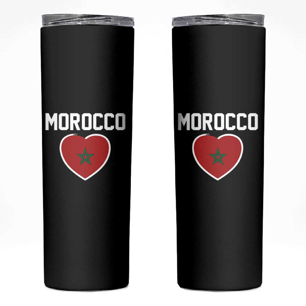 Morocco Heart Flag Skinny Tumbler Patriotic Love Gift for Proud Moroccan