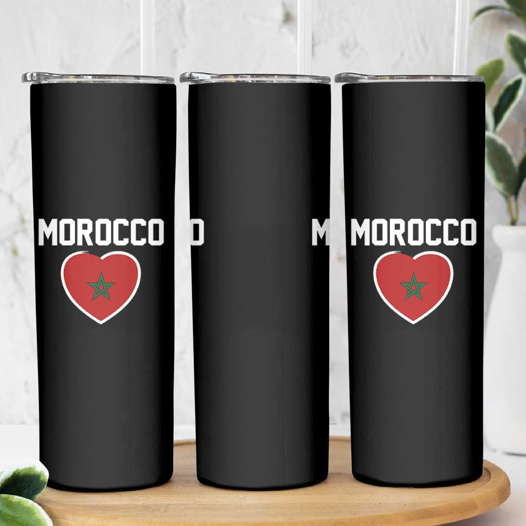 Morocco Heart Flag Skinny Tumbler Patriotic Love Gift for Proud Moroccan