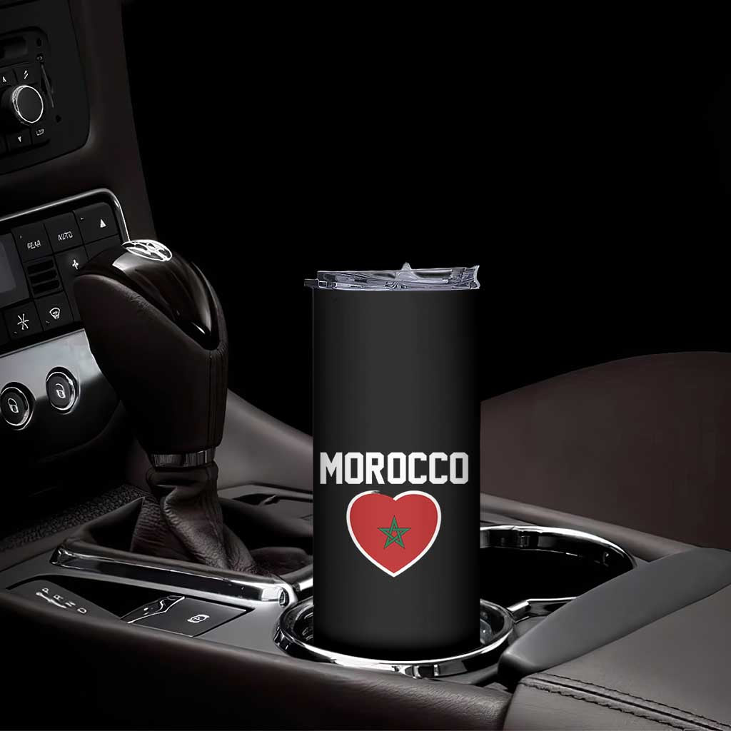 Morocco Heart Flag Skinny Tumbler Patriotic Love Gift for Proud Moroccan
