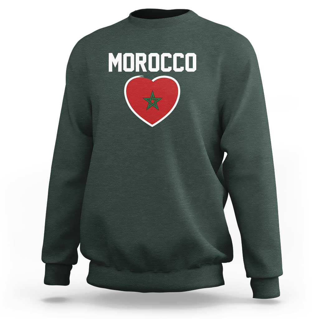 Morocco Heart Flag Sweatshirt Patriotic Love Gift for Proud Moroccan