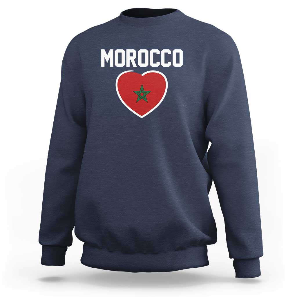 Morocco Heart Flag Sweatshirt Patriotic Love Gift for Proud Moroccan