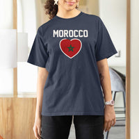 Morocco Heart Flag T Shirt For Women Patriotic Love Gift for Proud Moroccan