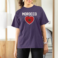 Morocco Heart Flag T Shirt For Women Patriotic Love Gift for Proud Moroccan