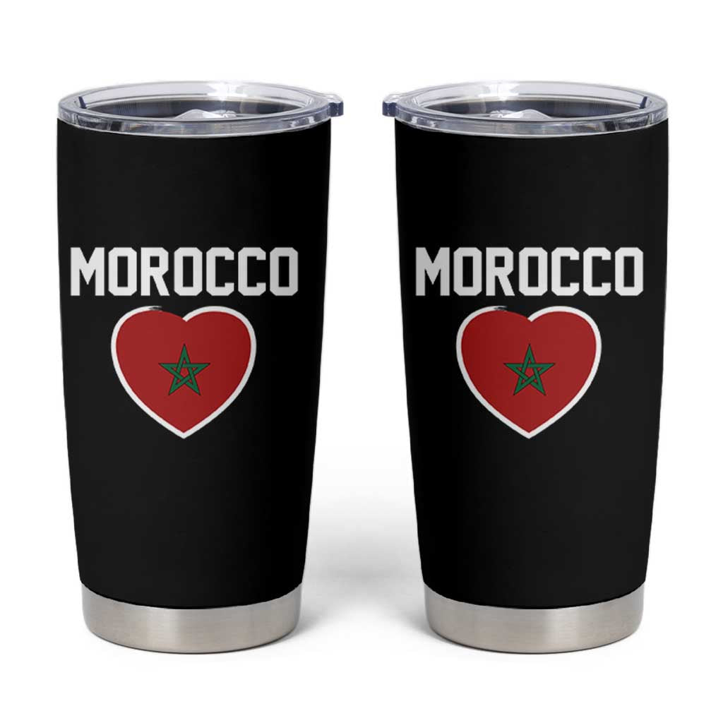 Morocco Heart Flag Tumbler Cup Patriotic Love Gift for Proud Moroccan