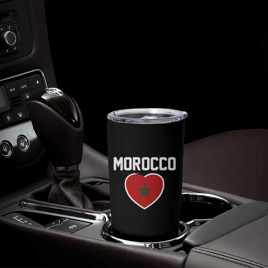 Morocco Heart Flag Tumbler Cup Patriotic Love Gift for Proud Moroccan