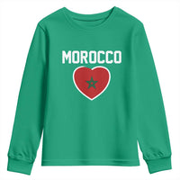Morocco Heart Flag Youth Sweatshirt Patriotic Love Gift for Proud Moroccan