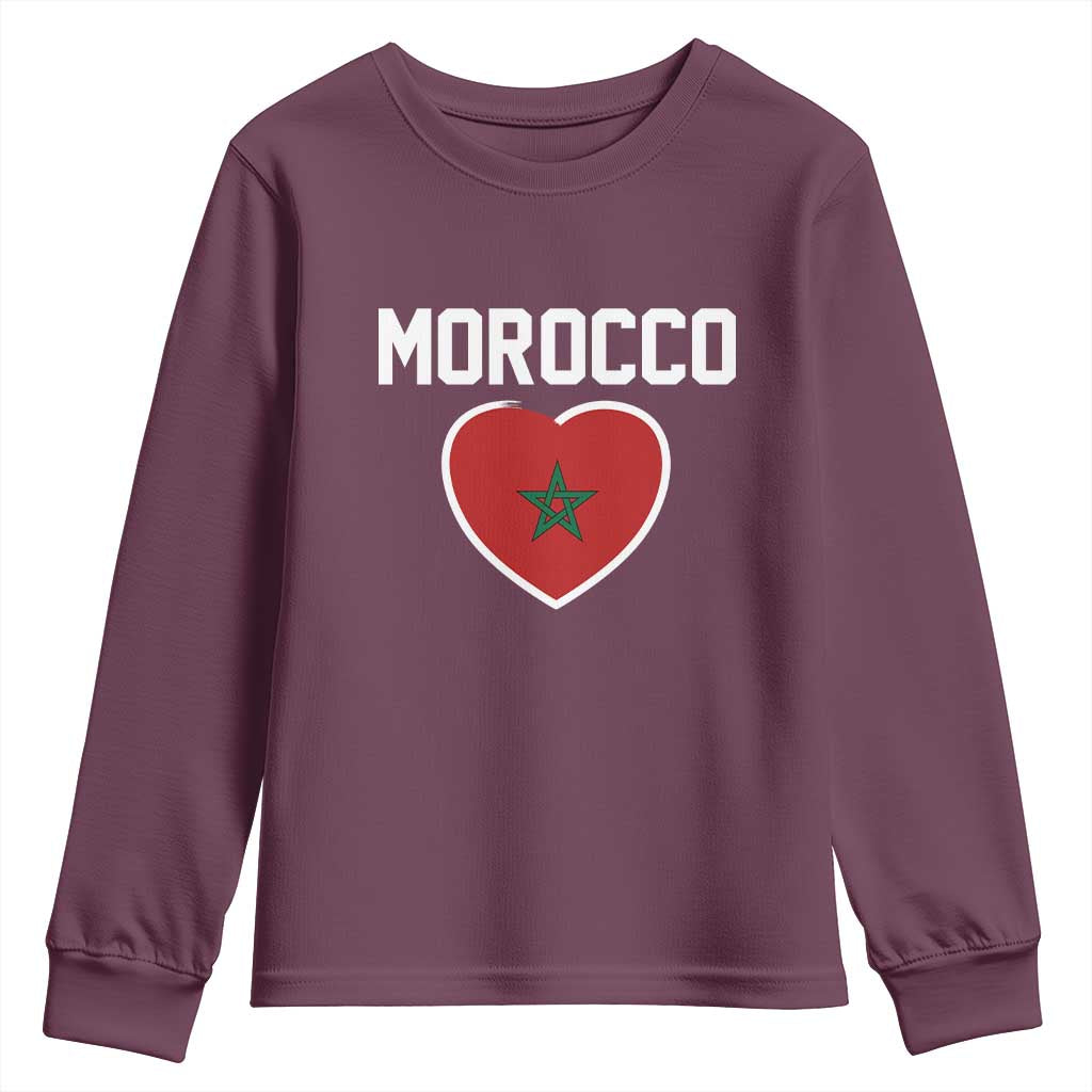 Morocco Heart Flag Youth Sweatshirt Patriotic Love Gift for Proud Moroccan