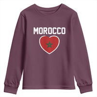 Morocco Heart Flag Youth Sweatshirt Patriotic Love Gift for Proud Moroccan