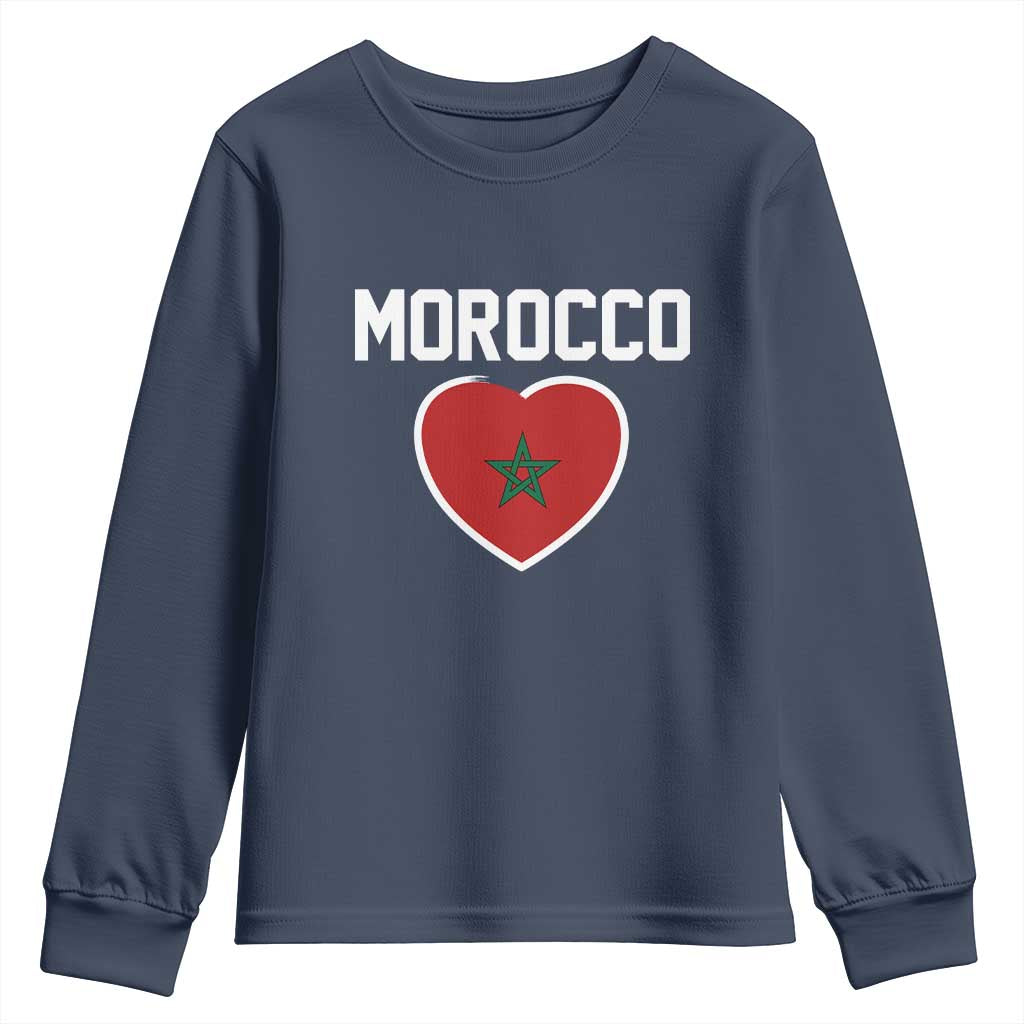Morocco Heart Flag Youth Sweatshirt Patriotic Love Gift for Proud Moroccan