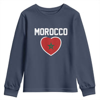 Morocco Heart Flag Youth Sweatshirt Patriotic Love Gift for Proud Moroccan