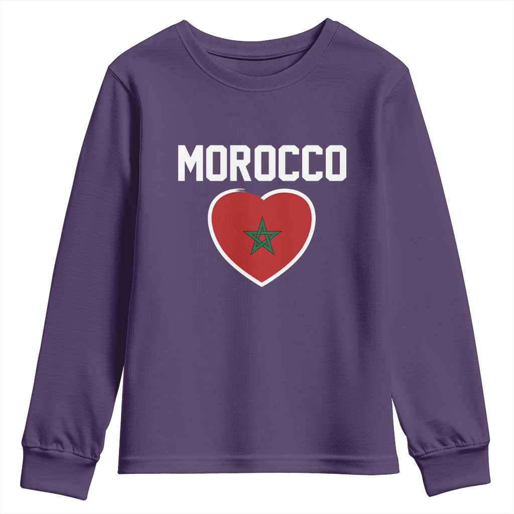 Morocco Heart Flag Youth Sweatshirt Patriotic Love Gift for Proud Moroccan