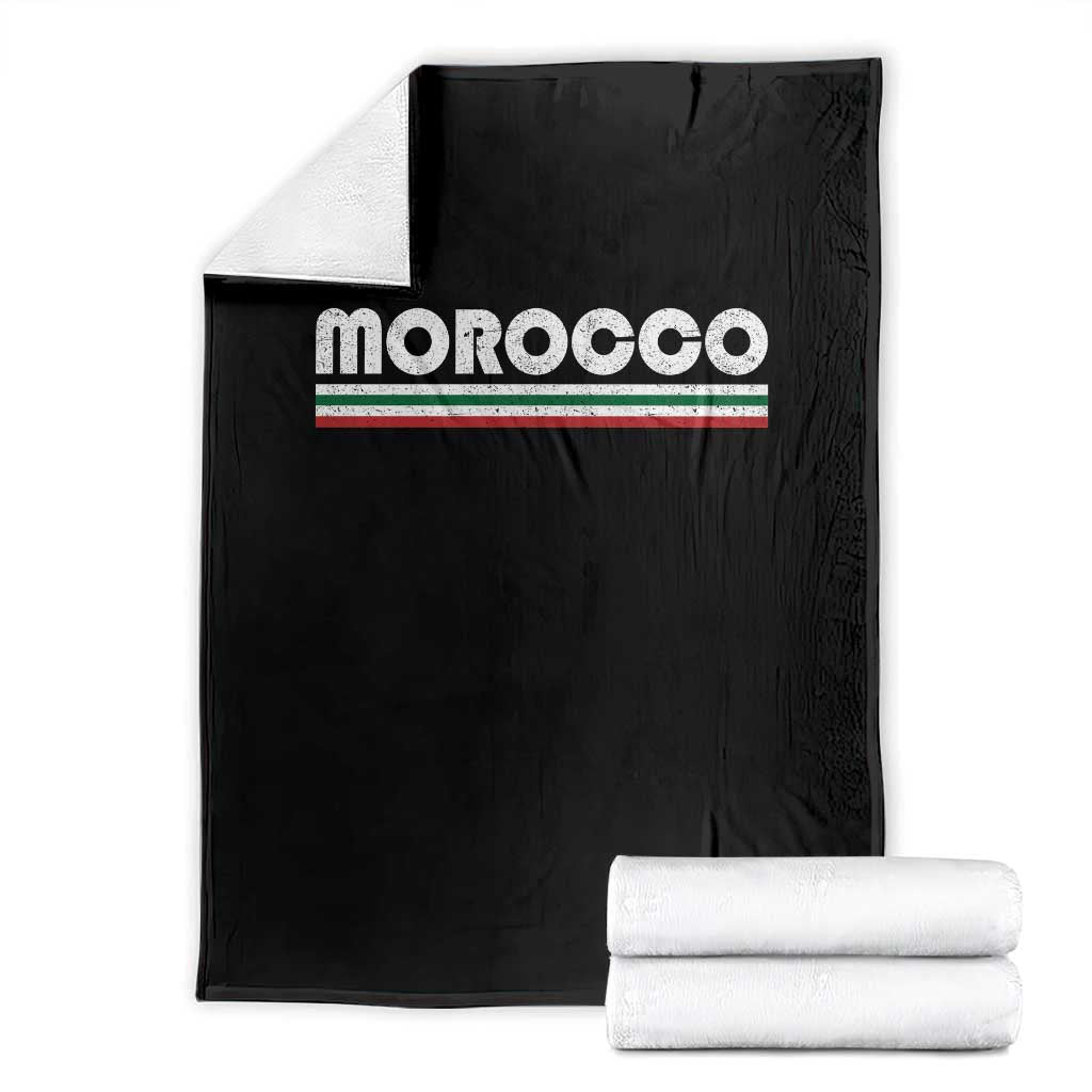 Morocco Throw Blanket Retro Vintage Stripes Patriotic Pride Gift for Proud Moroccan