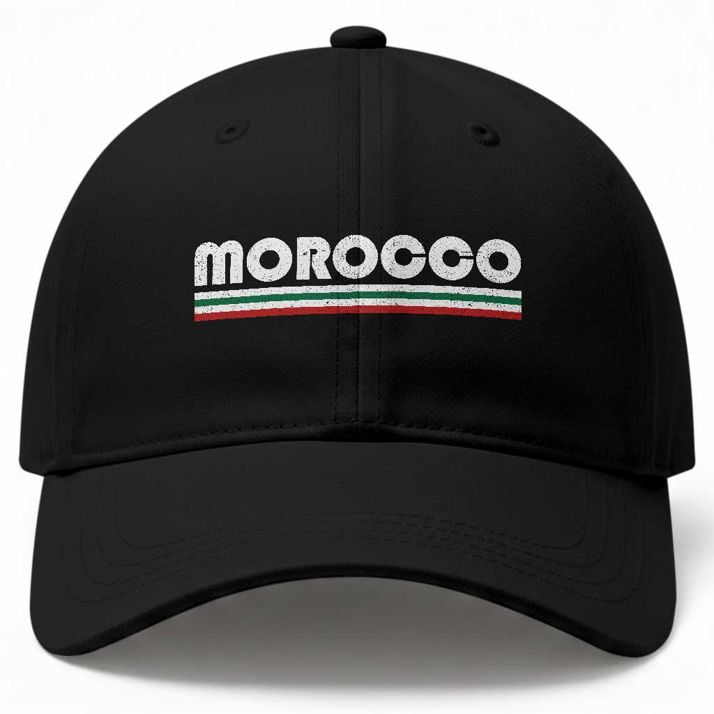 Morocco Baseball Cap Retro Vintage Stripes Patriotic Pride Gift for Proud Moroccan