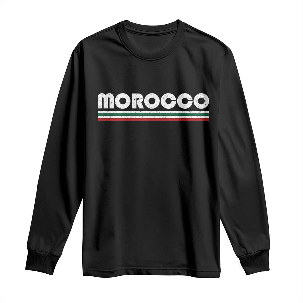 Morocco Long Sleeve Shirt Retro Vintage Stripes Patriotic Pride Gift for Proud Moroccan
