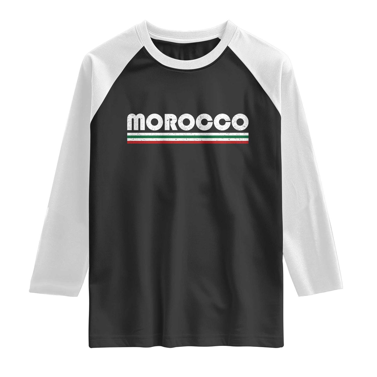 Morocco Raglan Shirt Retro Vintage Stripes Patriotic Pride Gift for Proud Moroccan