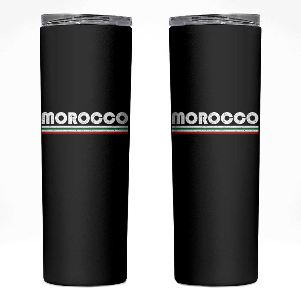 Morocco Skinny Tumbler Retro Vintage Stripes Patriotic Pride Gift for Proud Moroccan