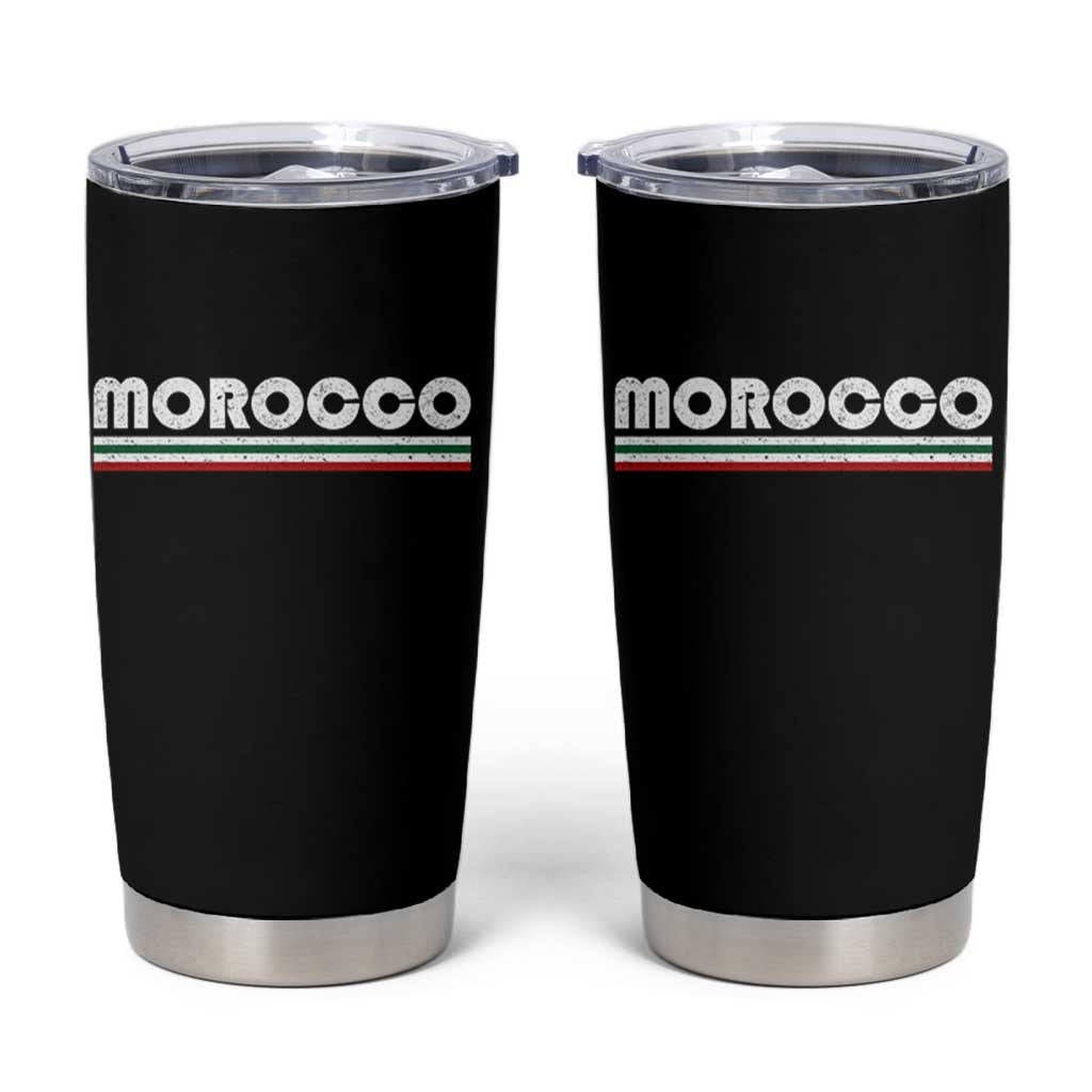Morocco Tumbler Cup Retro Vintage Stripes Patriotic Pride Gift for Proud Moroccan