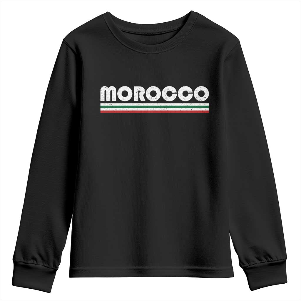 Morocco Youth Sweatshirt Retro Vintage Stripes Patriotic Pride Gift for Proud Moroccan