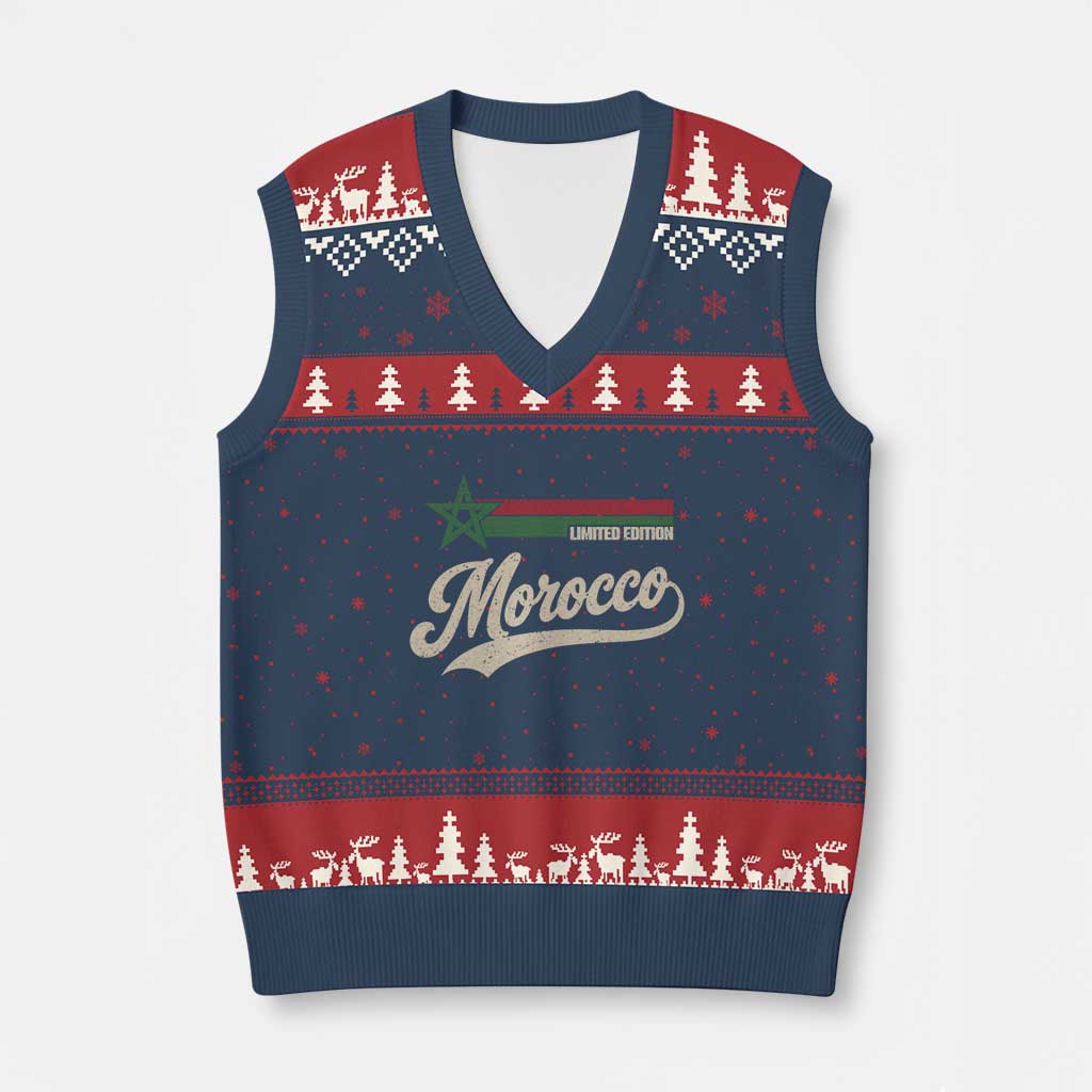 Morocco V-Neck Knit Sweater Vest Limited Edition Vintage Moroccan Pride Retro