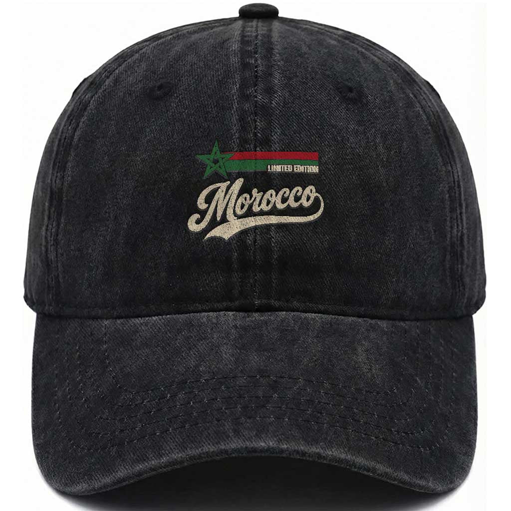 Morocco Washed Cotton Baseball Cap Limited Edition Vintage Moroccan Pride Retro