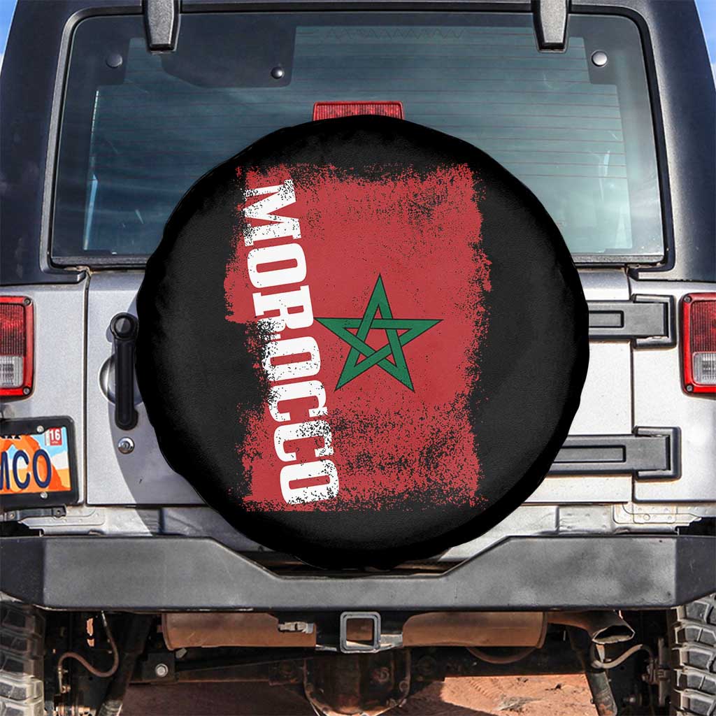 Morocco Flag Distressed Vintage Patriotic Pride Gift for Proud Moroccan Spare Tire Cover