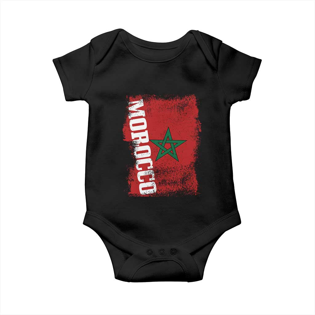 Morocco Flag Distressed Vintage Patriotic Pride Gift for Proud Moroccan Baby Onesie
