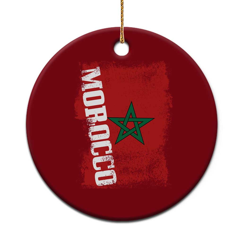 Morocco Flag Distressed Vintage Patriotic Pride Gift for Proud Moroccan Ceramic Ornament